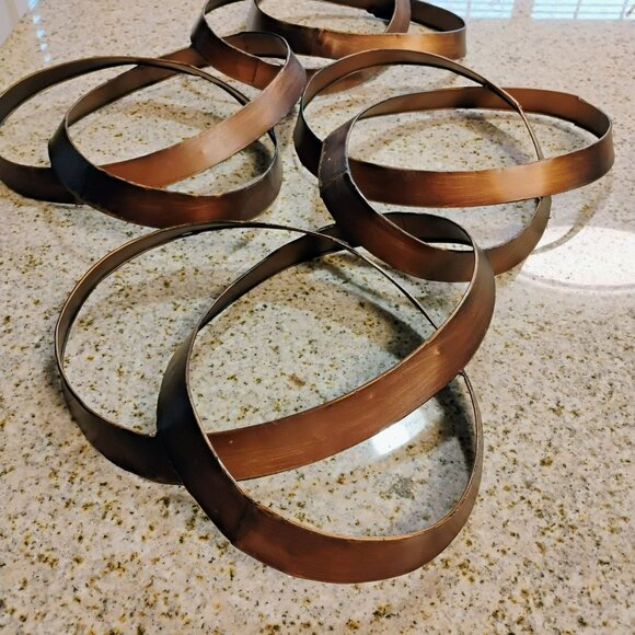 Handcrafted Abstract Metal Wall Art Sculpture In Bronze-Tone Copper Finish 32" - Picture 9 of 10